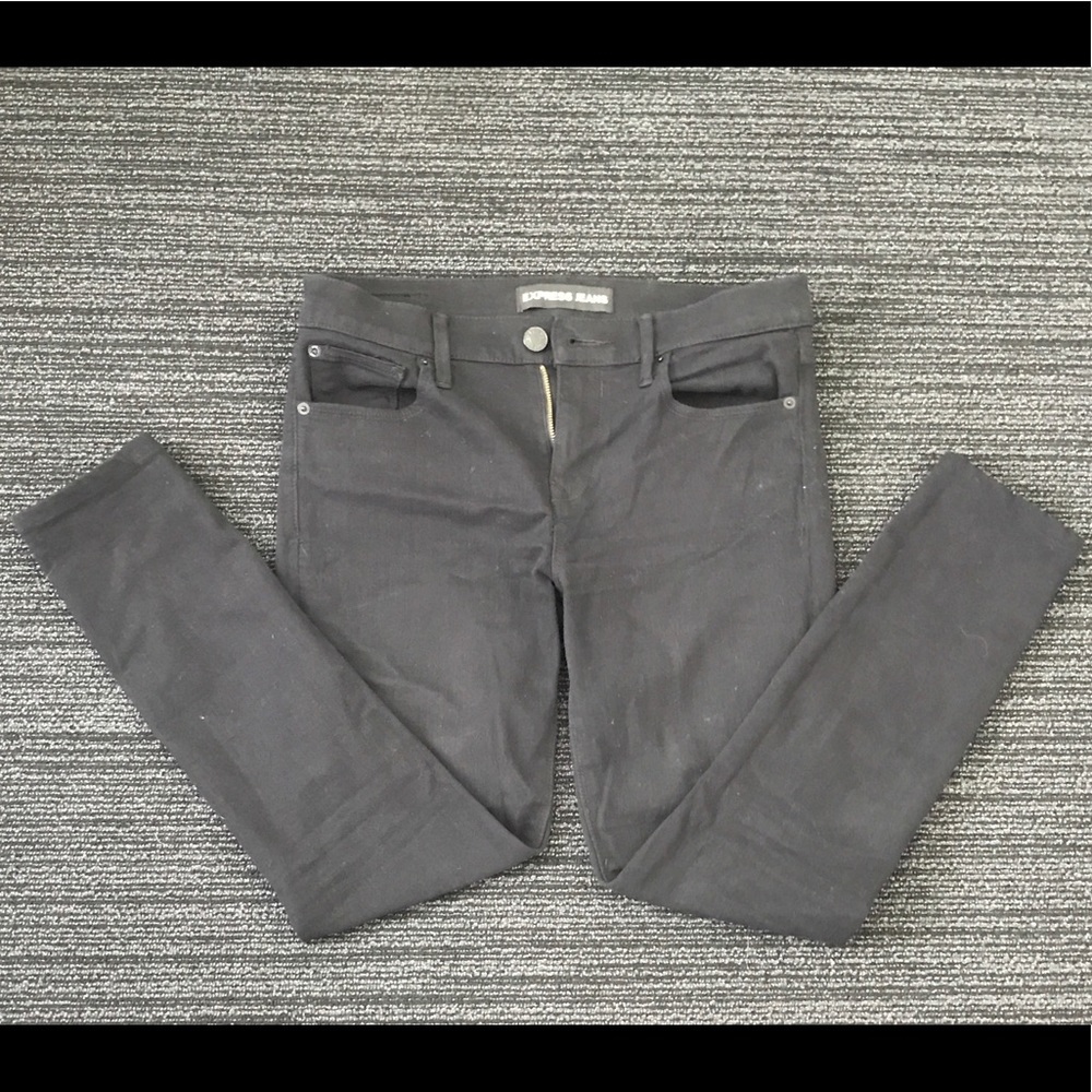 Express Black Mid Rise Jean Leggings - Picture 5 of 8